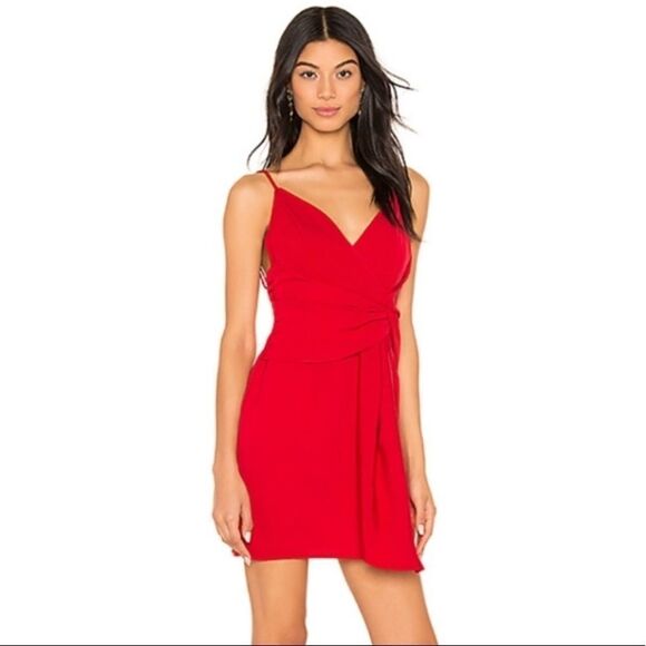 About Us KNAOMI Knot Mini Dress in Red - Picture 1 of 13
